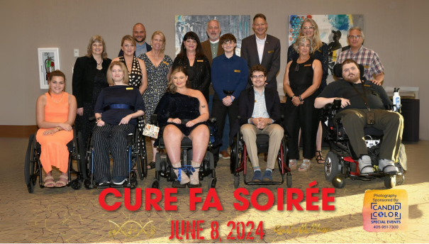 Group photo of Cure FA Soiree planning committee — text on image says 