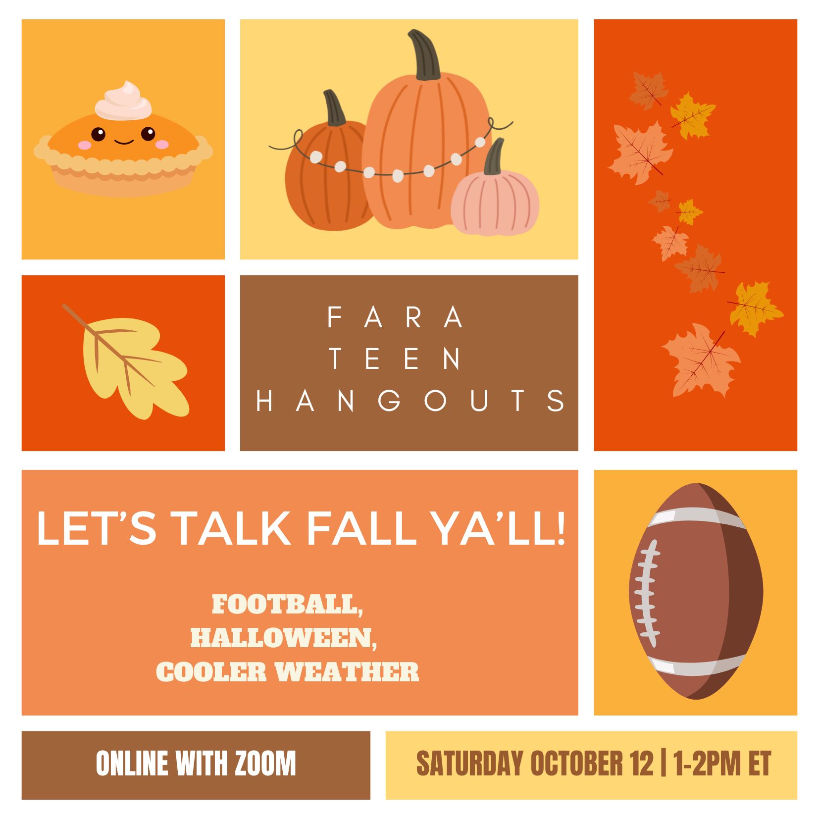 FARA Teen Hangouts October 2024 Invite about fall activities.